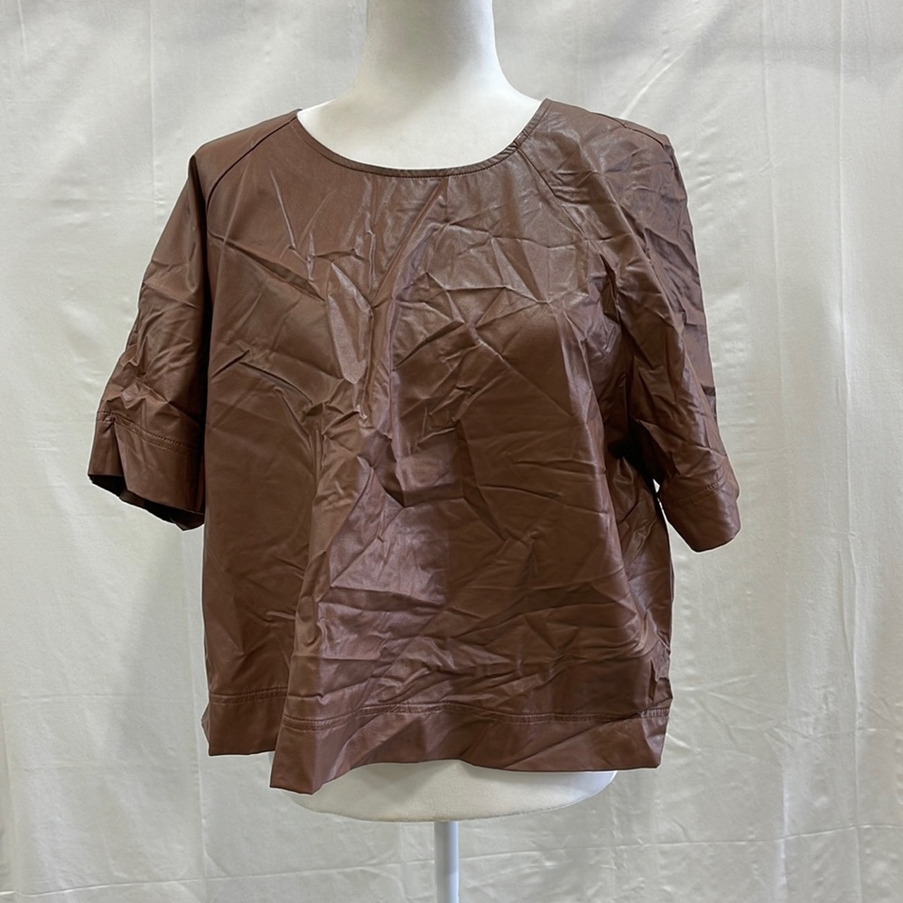 Faux leather brown XXL woman’s shirt